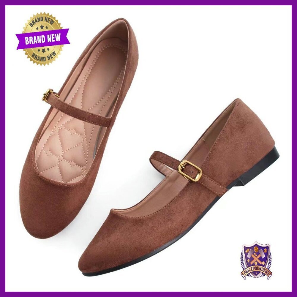 Women's Leather Flats Square Toe Mary Jane Dress Shoes Comfortable Retro